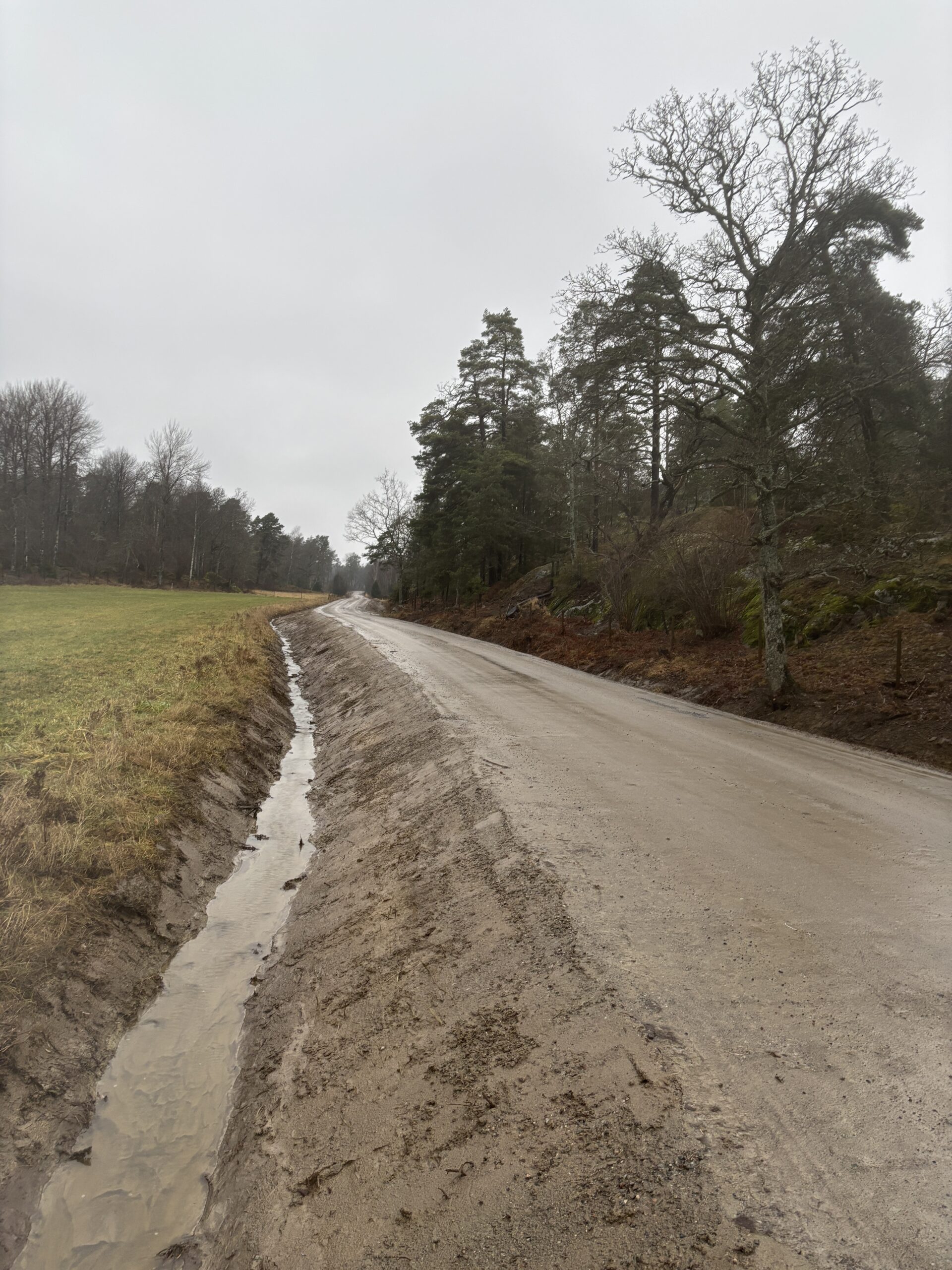 Käringbodavägen efter arbete med dikning.