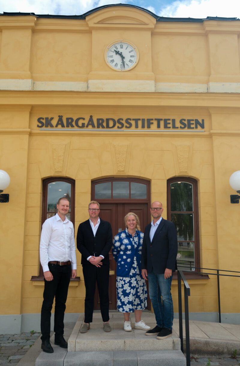 Sebastian Norman och Niklas Brattemo på Lantmännen Aspen med Ulrika Palmblad-Wennergren och Jan Zetterman på Skärgårdsstiftelsen.